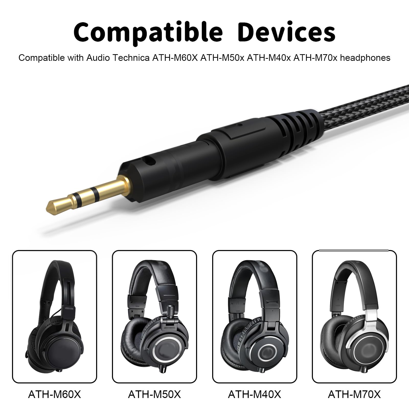 Amazon | USB C ATH-M50x ヘッドホンオーディオケーブル AUXコード